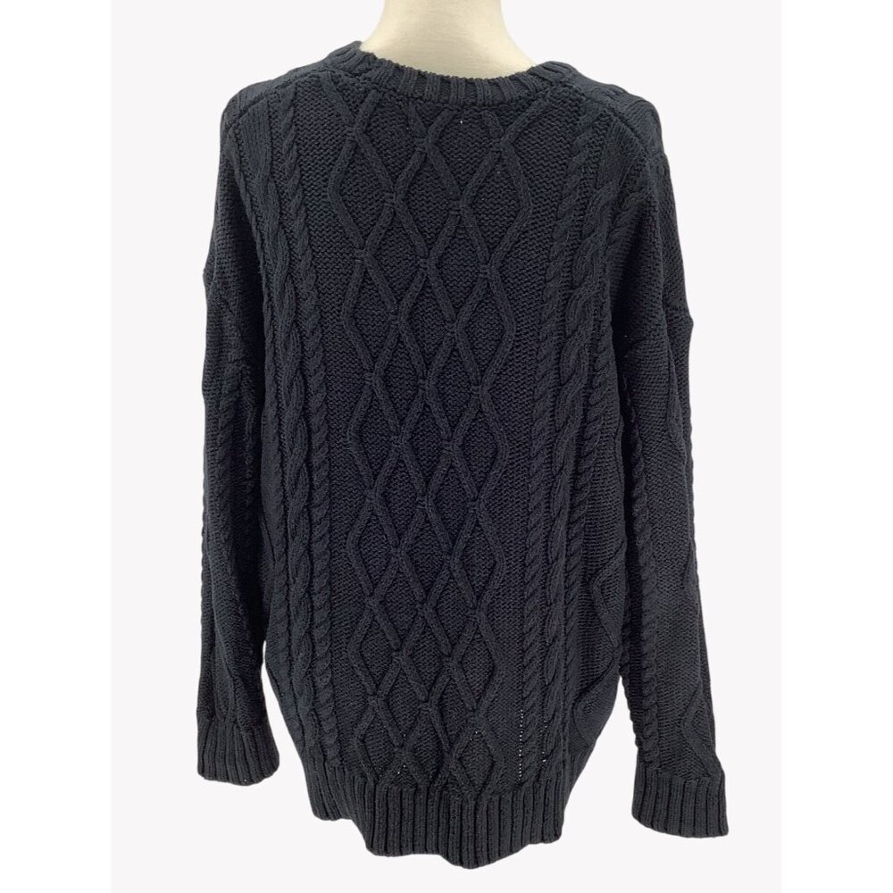 Show Me Your Mumu Black Cable Knit Day-To-Day Sweater L Womens Pullover Size L - Picture 2 of 7